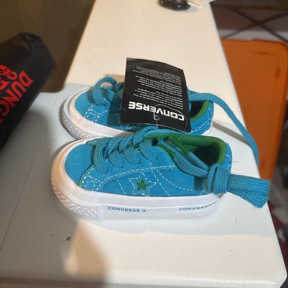 Converse One Star Suede OX Hawaiian Ocean Blue Green Toddler Shoes size 2 - Picture 2 of 4